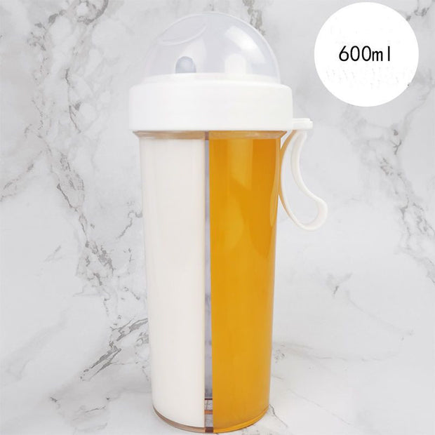 Double Sided Water Plastic Bottle With Dual Straw