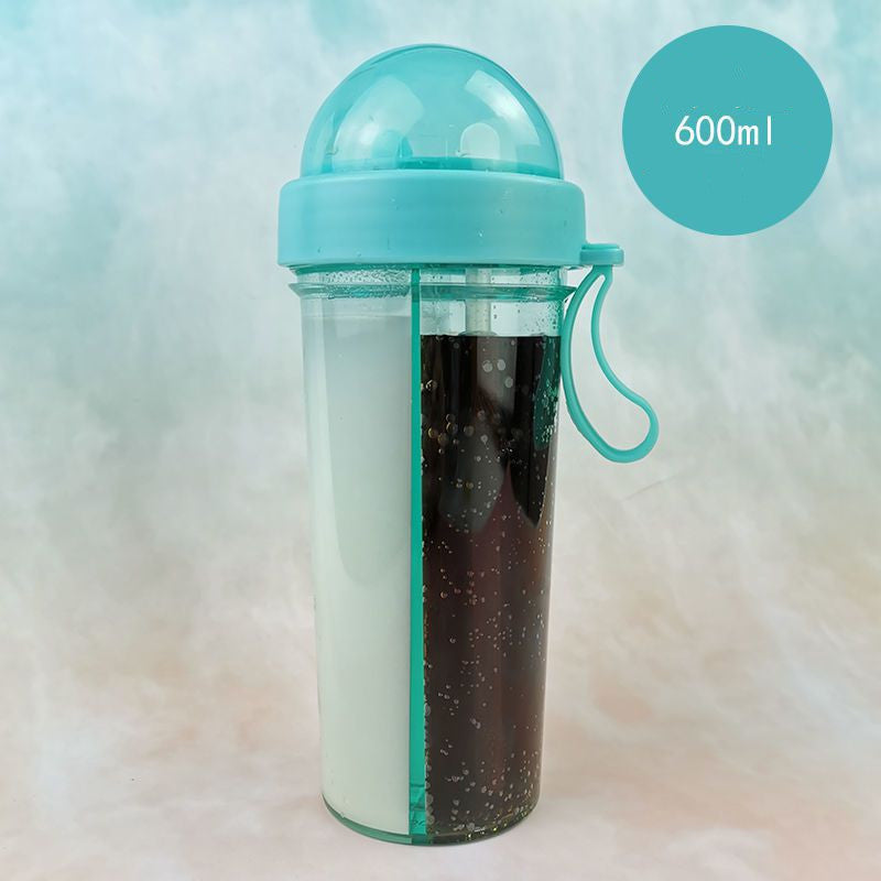 Double Sided Water Plastic Bottle With Dual Straw