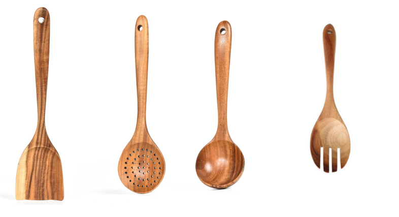 Teak Natural Wooden Kitchen Utensil Set