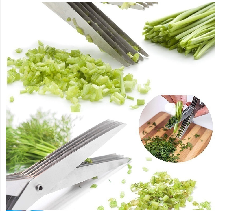 Multi Blade Stainless Steel Kitchen Herb Scissors