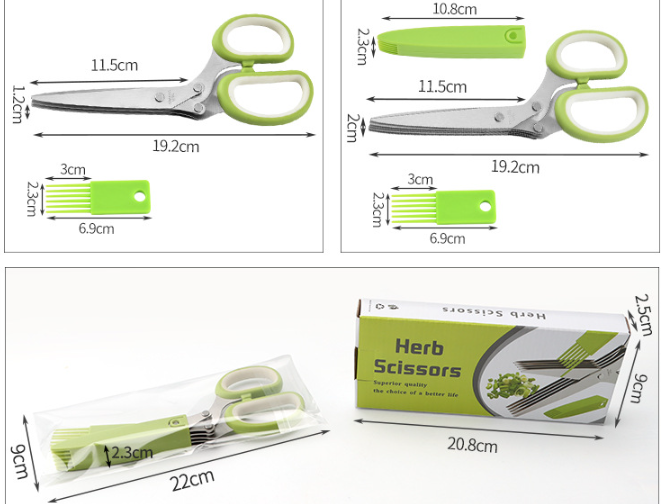 Multi Blade Stainless Steel Kitchen Herb Scissors