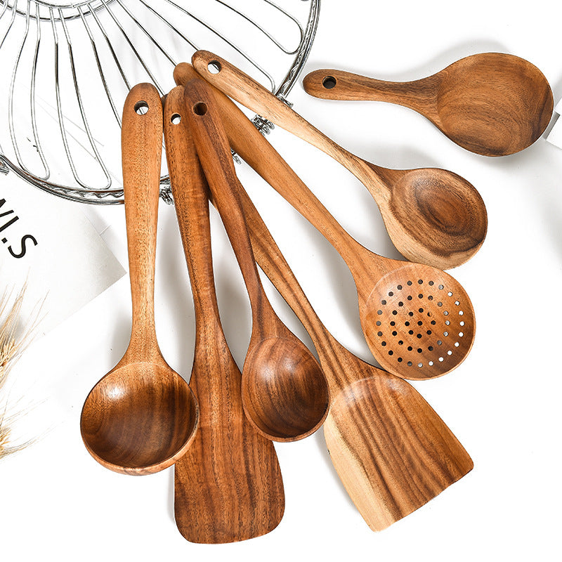 Teak Natural Wooden Kitchen Utensil Set