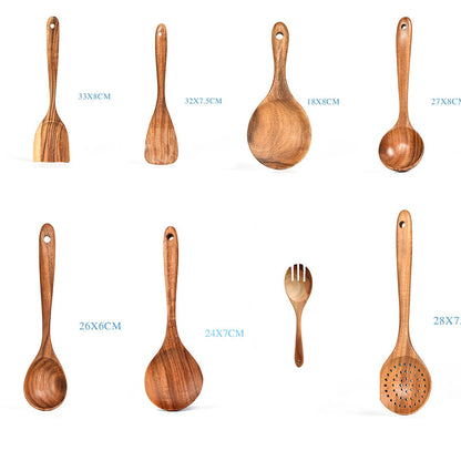 Teak Natural Wooden Kitchen Utensil Set