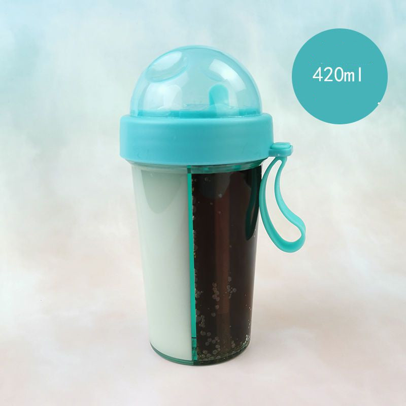 Double Sided Water Plastic Bottle With Dual Straw