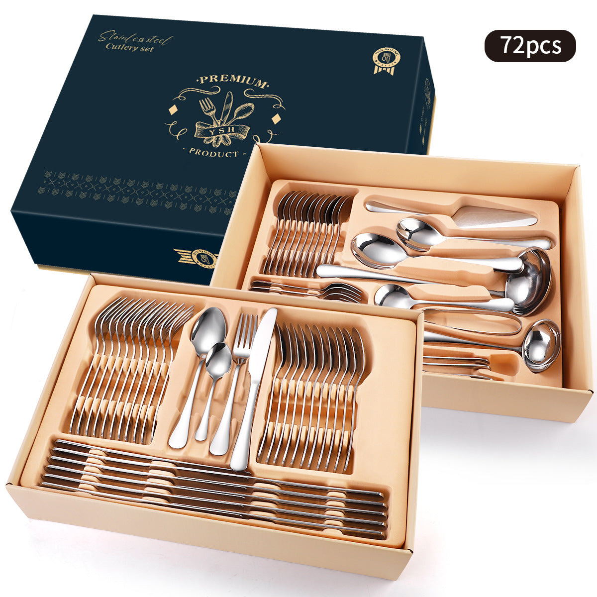 Stainless Steel Silver & Gold Cutlery Set