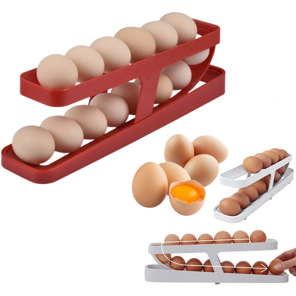 2 Tire Rolling Egg Holder for Fridge